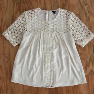 Ann Taylor Cream Color Lacy Crocheted Blouse, Sz S